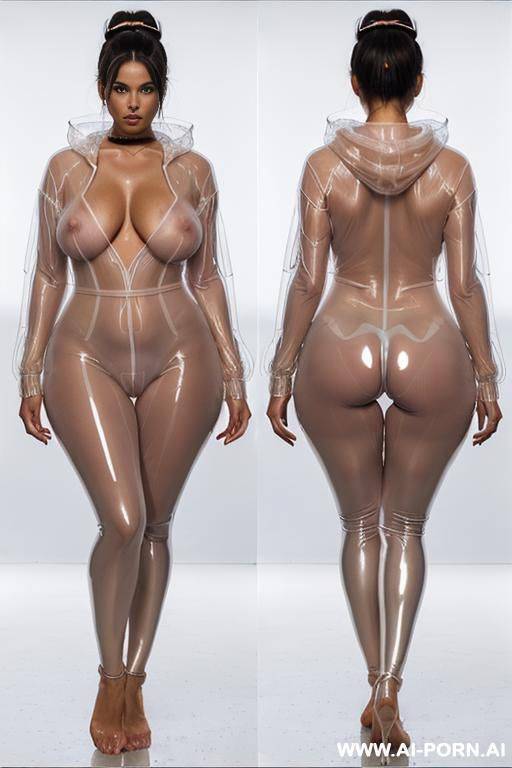 (((realistic look, ultra-realistic))) (((naked in the rain))) (((sex bomb))) (((plastic hoodie raincoat see-through nudity transparent))) ((see-through plastic raincoat)) (((low chest))) (((very oversized saggy - #main