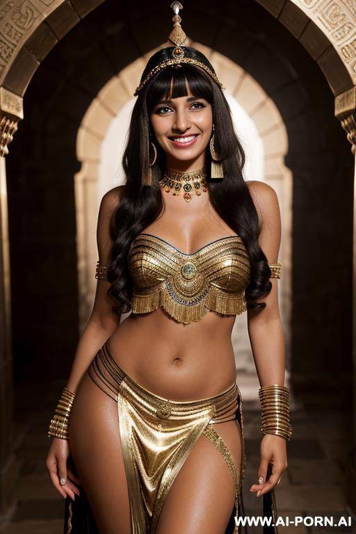 young woman, wavy hair, beautiful, shining brown body, indian, indian dress, - #main