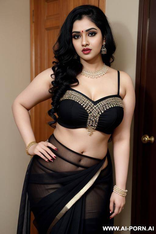 pale skin, cute, beautiful, indian woman, navel piercing, chubby, saree - #main
