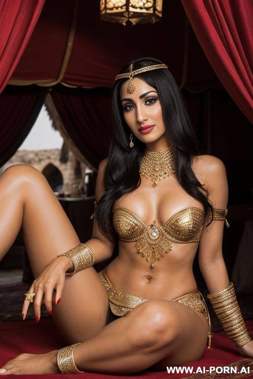 arab woman holding her oily feet to the camera - #main