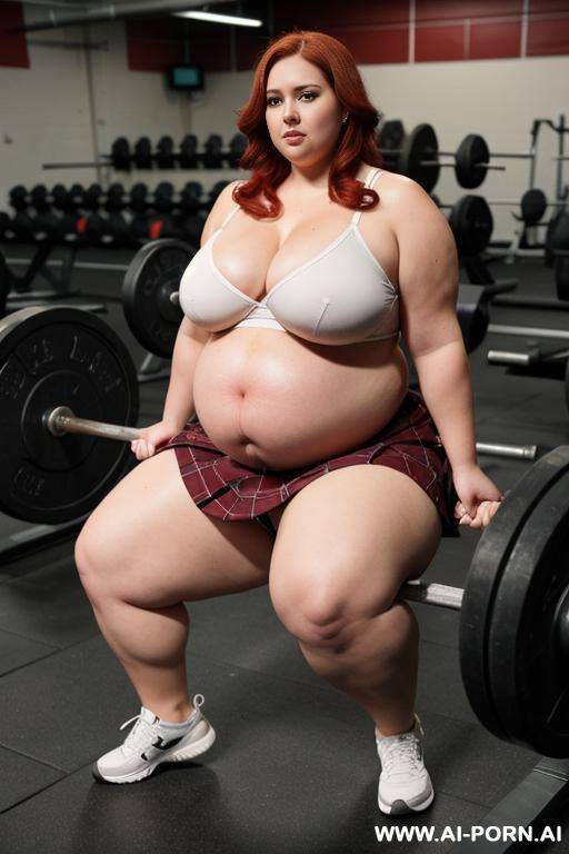 obese bbw pregnant beautiful milf sumo, wide hips, thick thighs, big round fat ass, ((big bloated gigantic pregnant belly)), with plaid skirt - #main