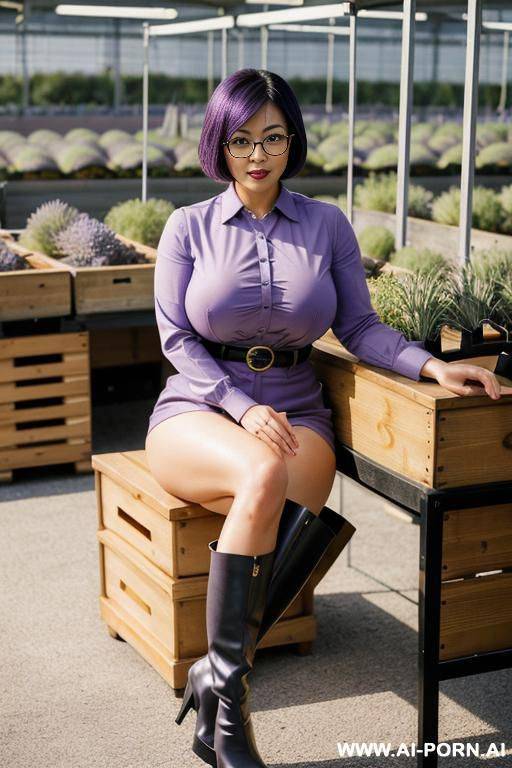 beautiful japanese woman, symmetrical eyes, button nose, plump lips, looking seductively in camera, athletic, asian woman, full body, legs spread, sitting on office desk, ceo woman, short black hair - #main