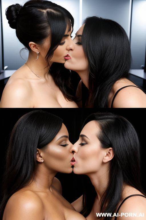 dominant european lady in black business suite is kissing a full naked chubby lesbian devote sekretary with shaved vagina in a meeting - #main