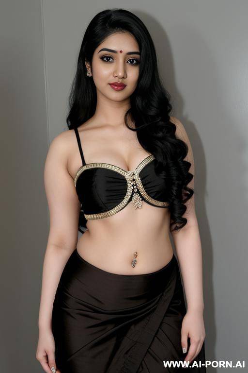 pale skin, cute, beautiful, indian woman, chubby, flashing navel, navel piercing, saree - #main