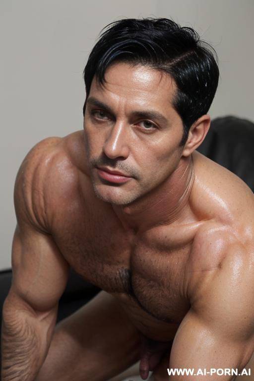 (((a very handsome older man))) (((big shaved cock))) (((short black hair))) (((muscular))) (((completely naked))) (((0 years old))) - #main