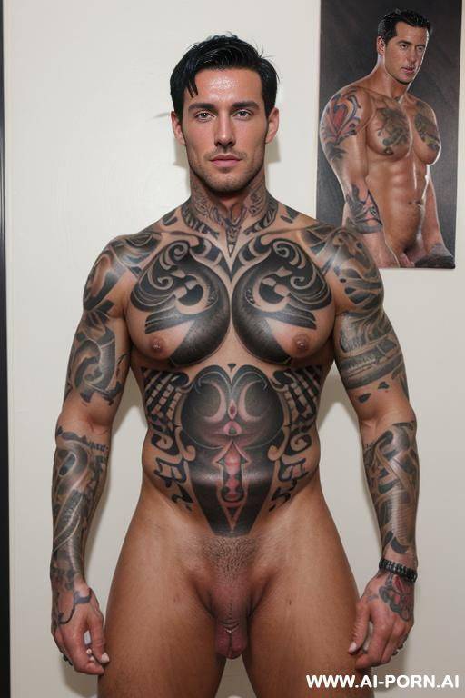(((a very handsome man))) (((big shaved cock))) (((short black hair))) (((muscular))) (((completely naked))) (((slightly tattooed))) - #main
