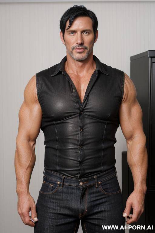 (((a very handsome older man))) (((big shaved cock))) (((short black hair))) (((muscular))) - #main