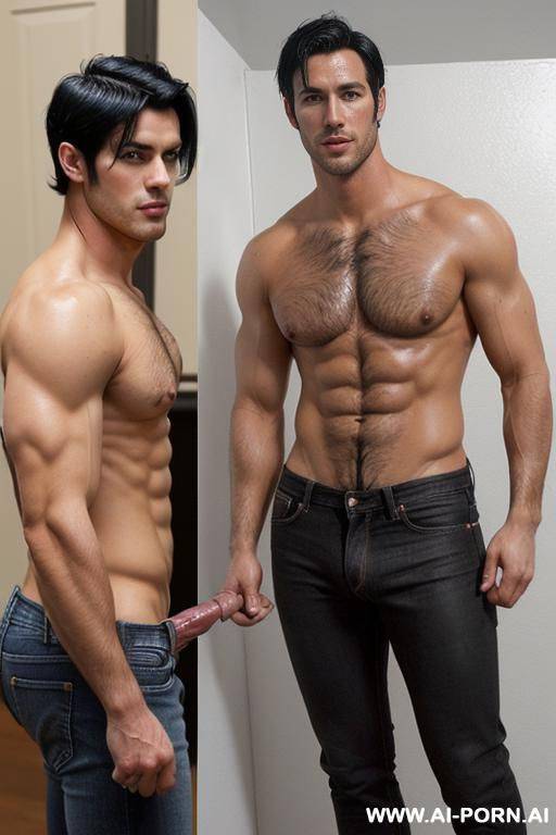 (((a very handsome man))) (((big shaved erect cock))) (((short black hair))) (((muscular))) (((topless))) - #main