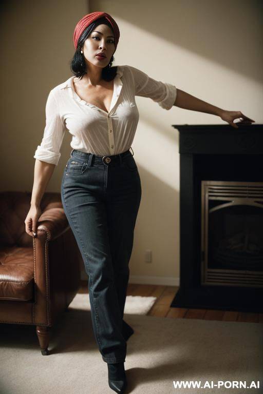 my mother is wearing a turban, she is slightly overw and has big tits. can you draw her while she is fucking? - #main