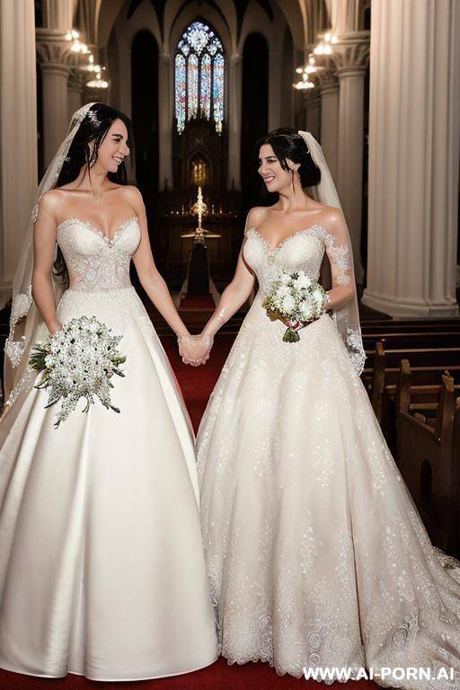 (((couple photo))) (((a bride named reg4ina with one hand on her waist and the other on the shoulder of her groom named do4uglas.))) (((she has extremely black hair, extremely straight, straight - #main