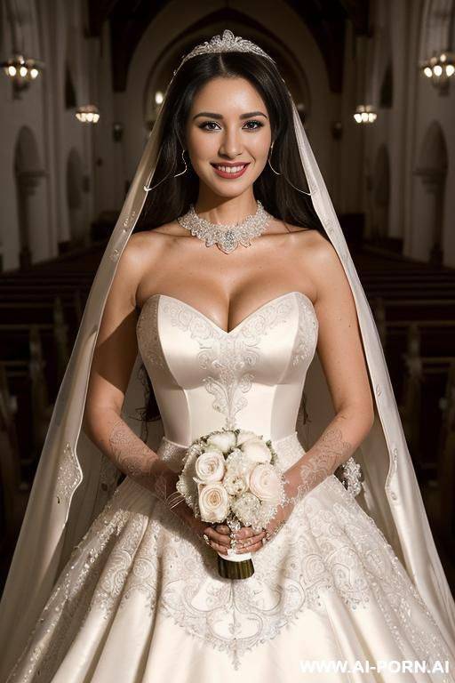 ((((ultra realistic portrait)))) (((couple photo))) (((a bride named reg4ina with one hand on her waist and the other on the shoulder of her groom named do4uglas.))) (((she has extremely black - #main