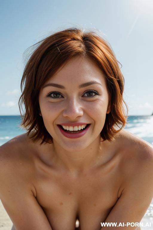 solo woman, full nude, ginger, short hair, athletic, flexible, licking her own vagina, self oral, lying on bed, full body, good lighting - #main