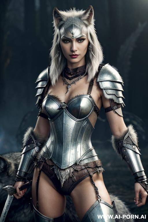 ((((fantasy, monster, fenrir, wolfs, goddess of fantasy creatures, surrounded by monsters)))), ultra realistic hot woman, ((holding sword)), (strong dark eyelines), ultra detailed, best quality, finely - #main