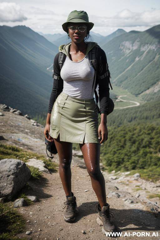 wearing a bucket-hat, blazer, skin-tight summer soft wool dress and sneakers.very wet and oil soaked clothes, oil soaked summer skirt. hole by long skirt. ripped clothes, torn clothes. naked overly - #main