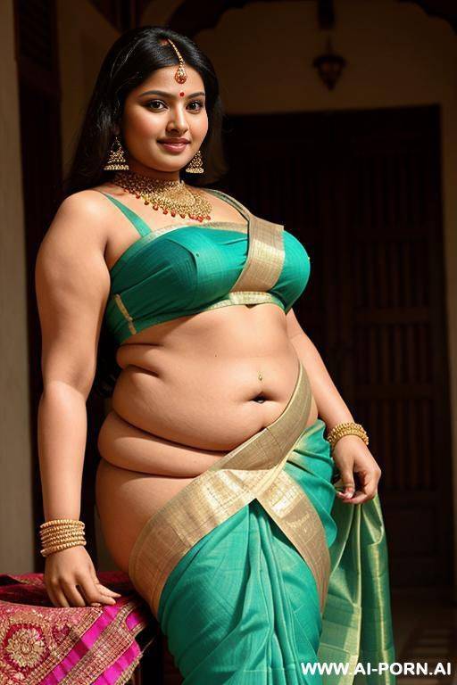 ancient indian chubby full naked female servant with shaved vagina is pleasing a chubby indian queen in a traditional saree - #main