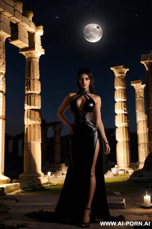 hecate, night, moonlight, greek ruins background - #main