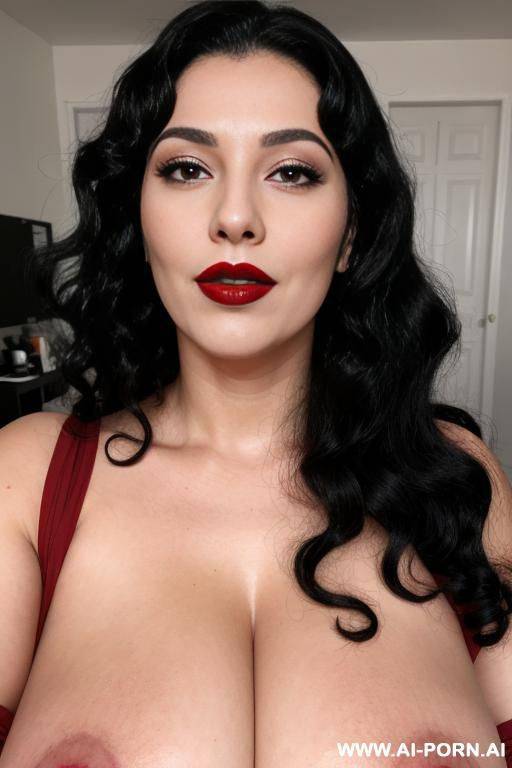 0 years old, italian, curly black hair, red lipstick, cum face, large breast, bbw - #main