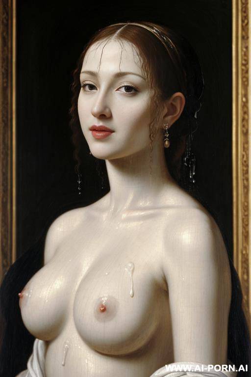 renaissance devout painting, topless, dense white cum dripping face - #main