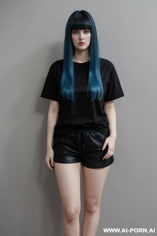 no make up, black graphic t shirt, shorts, black t shirt, - #main