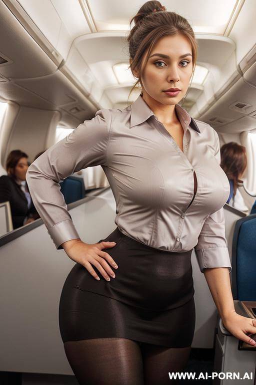 big ass, hourglass body, curvy, tights, office shirt, skirt - #main
