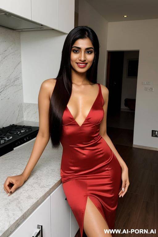 punjabi supermodel, ((perky breasts)), (perfect boobs) , luxurious modern mansion, red dress - #main