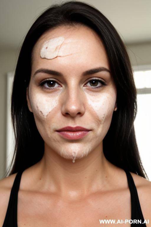 suburban mom, close up, sour cream on face - #main