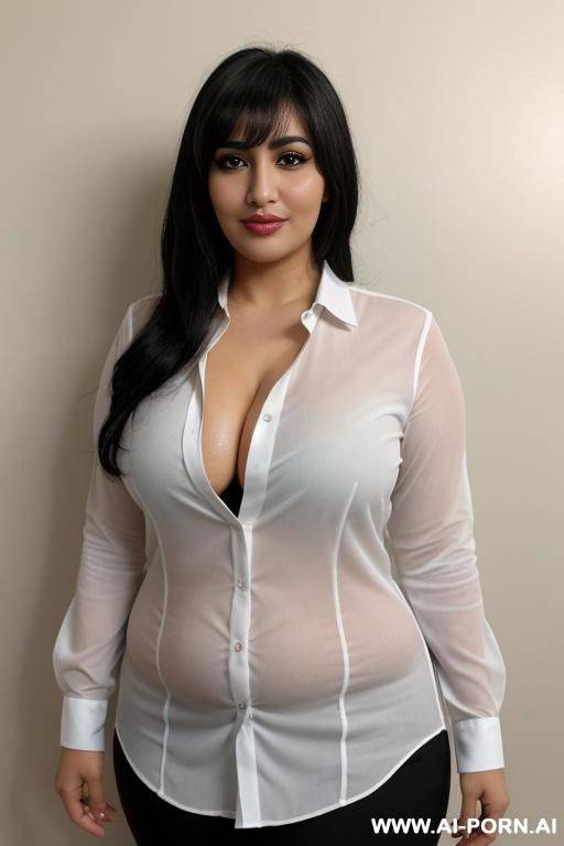 arab, chubby, unbuttoned fully open white male shirt, no panties - #main
