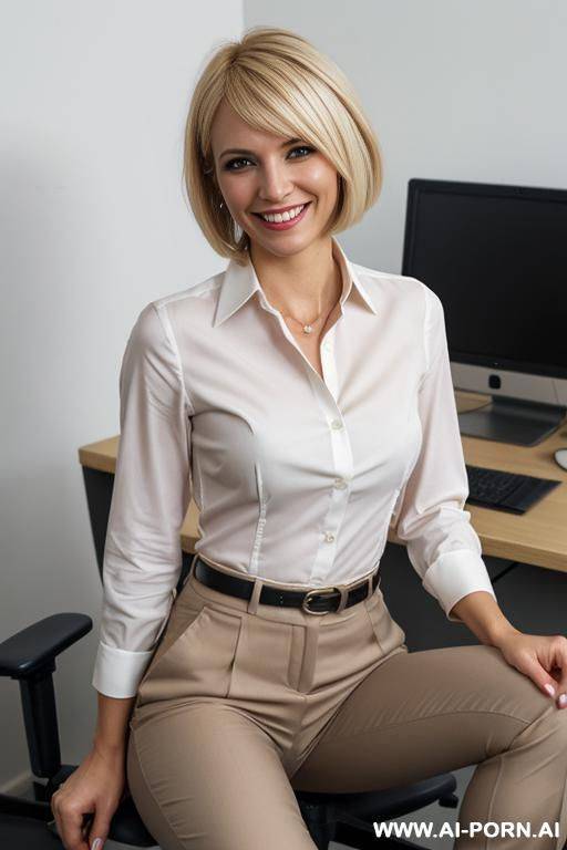 messy, bobcut hair, medium hair, white shirt - #main