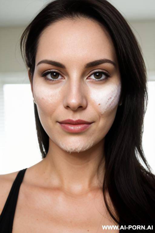 suburban mom, close up, sour cream on face - #main