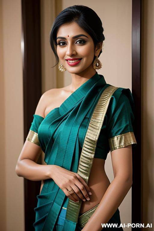 punjabi supermodel, ((perky breasts)), (perfect boobs), purple sari - #main
