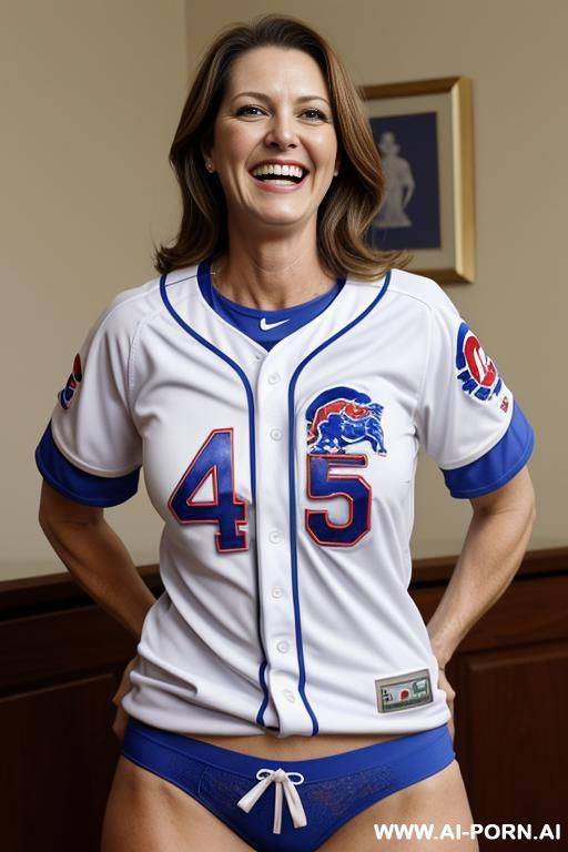 suburban mom, chicago cubs jersey, panties, laughing - #main
