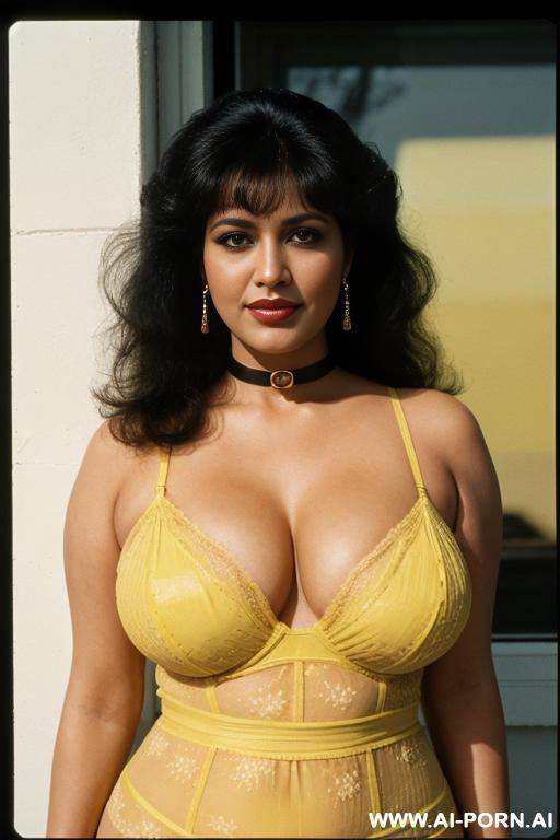 chubby, hugel breasts, black long hair, collar - #main