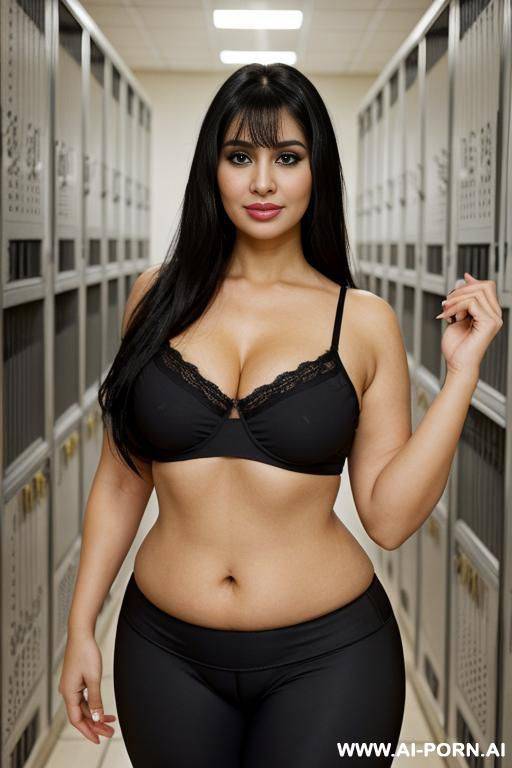 arabic, chubby, normal breasts, black long hair, totally nude, collar - #main