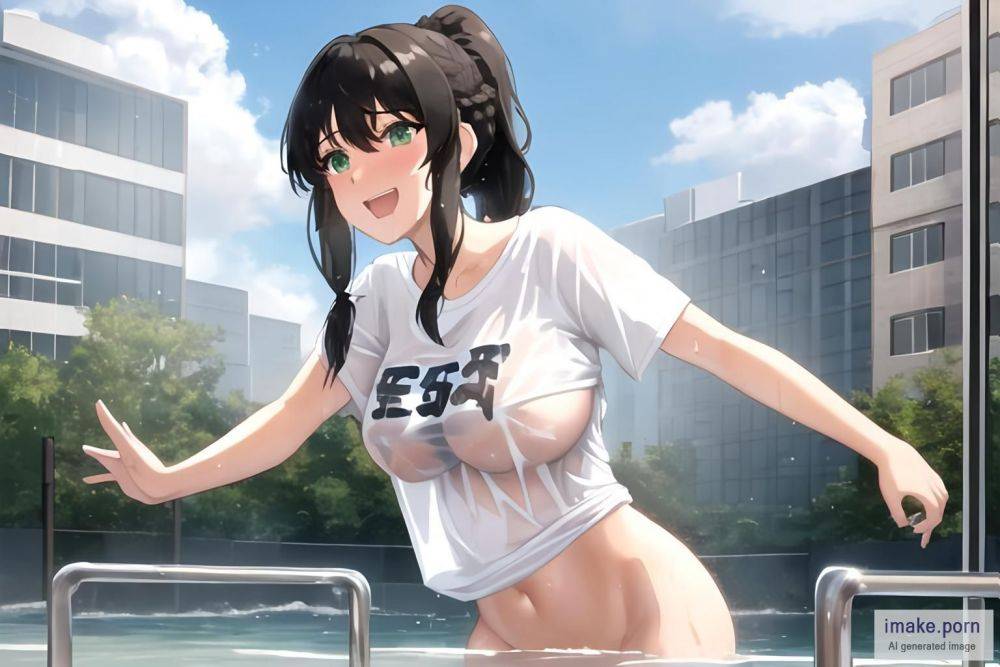 From Front, Wet Shirt (LORA), T-shirt, Single Girl, Standing,... - #main