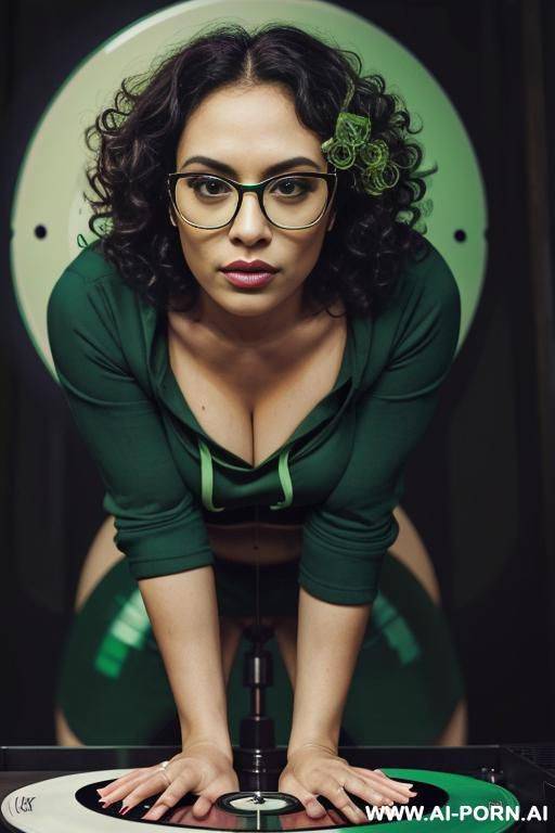 curvy nerdy mixed woman curly hair glasses nipples poke thru top big ass - #main