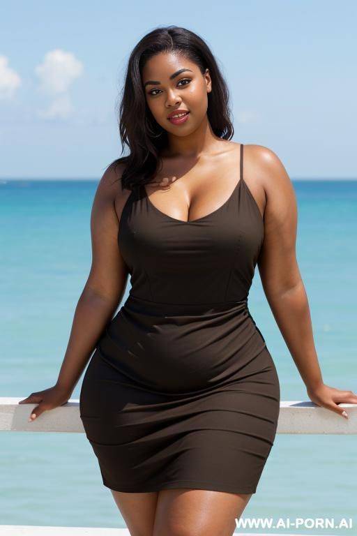 (light brown skinned), (light eyes), (black hair), (medium natural tits), (open summer dress), (full-figured posture) - #main