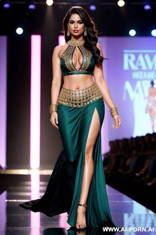 a woman walking in a ramp walk - #main