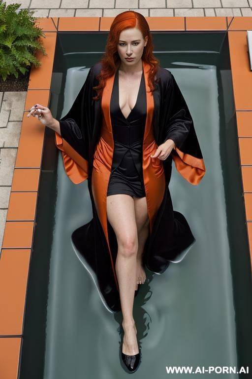 hot red head fingering her self naked by a pool - #main