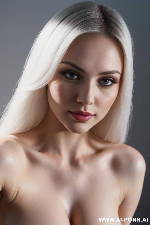 hyperrealistic painting: pretty, ukrainian, white skin, slight smile, makeup, naked, show perfect beautiful pussy, seductively looking straight into down. new sexy pose.full body wiew. show beautiful - #main
