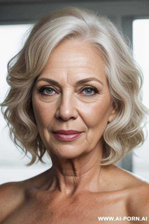 beautiful grandmother, perfect eyes, wrinkled face, wrinkled skin, makeup, orgasm face, orgasm effect show on face, - #main