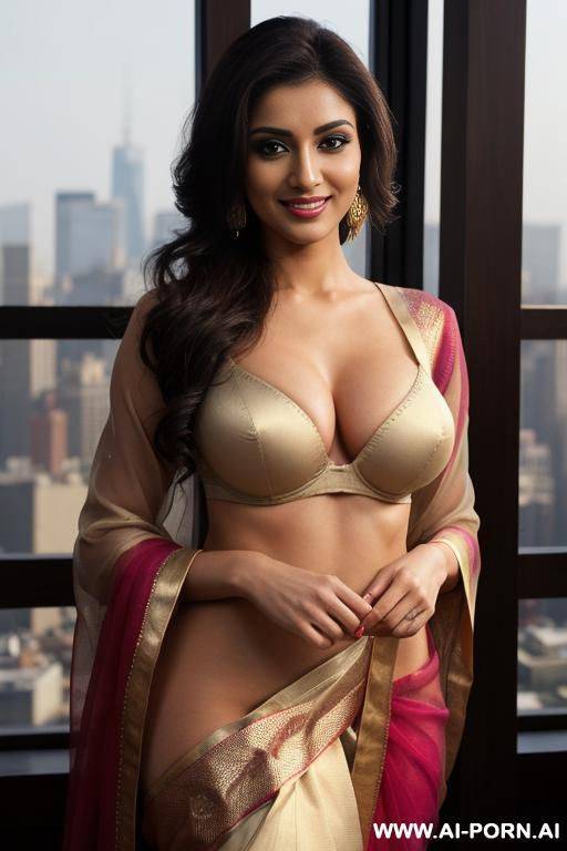 long sleeve crew neck highly detailed colorful sari, photorealistic, hot woman ,ashley juggs, ultra detailed, best quality, finely detail, highly detailed face, highly detailed eyes, sexy eyes, best - #main