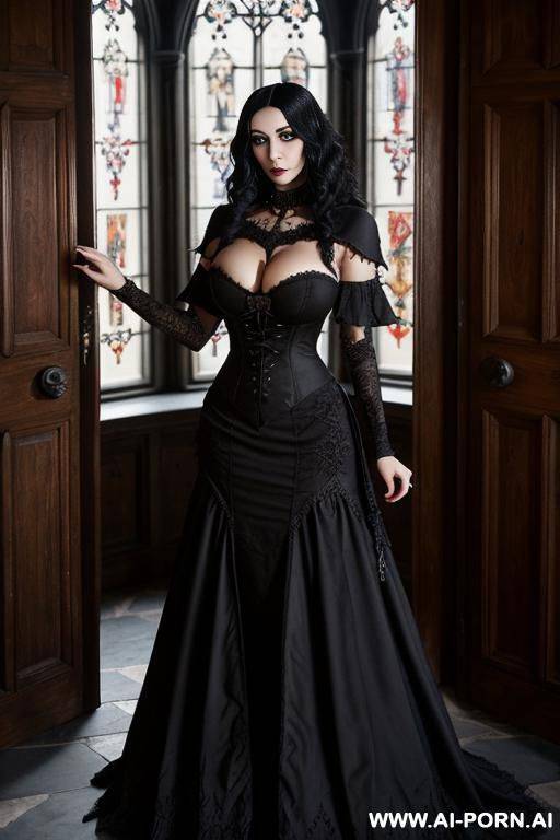 dark makeup; gothic red dress - #main