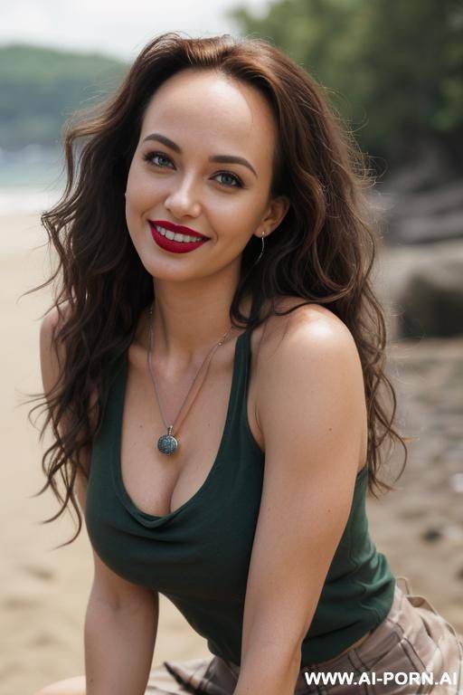 pretty face, realistic face, delicate face, realistic body, black stockings, tanned, tattoos, soft alluring smile, eye contact, - #main