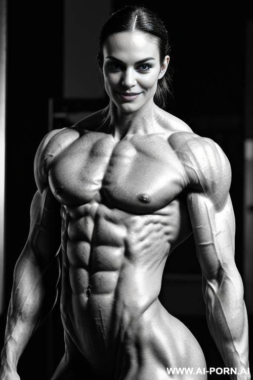 ((1 short slender smiling woman)), (female face), (very slender), (very gaunt), (very lithe), (very lean), (very sinewy), very veiny, very angular, very hollowcheeked smiling face, hardchested, (very - #main
