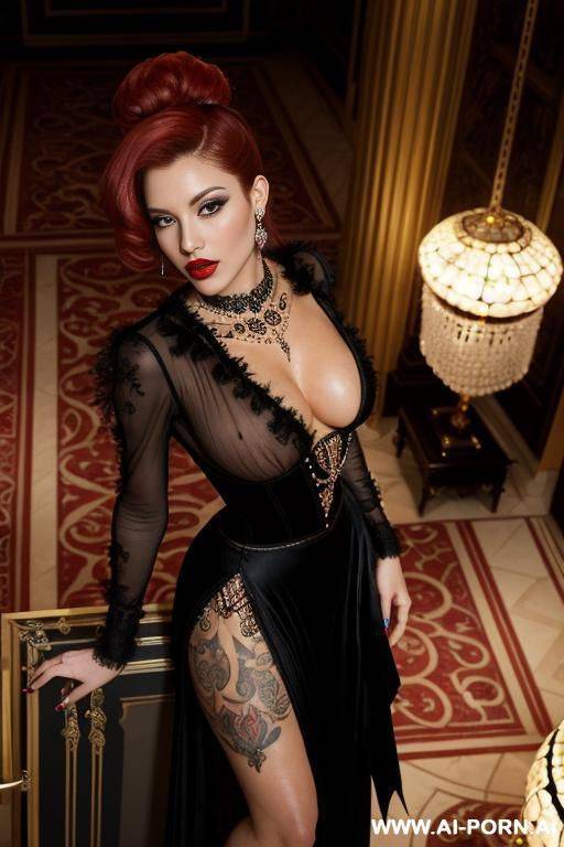 beautiful woman, bimbo, huge lips, long sleeves, look at me, pierced nipples, red lips, full body view, black hairy pussy, pubic hair pussy, piercing, classy tattoos - #main