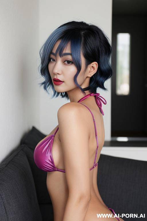 hot korean blue haired chick bikini - #main