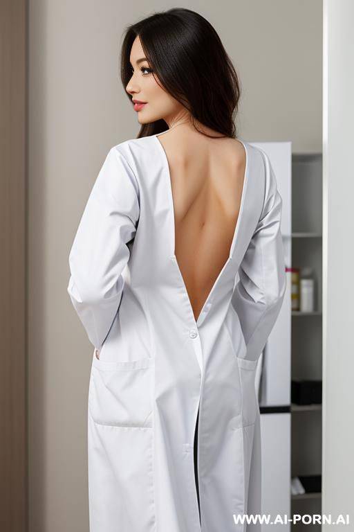 doctor in skinthight white medicine clothes, from behind - #main