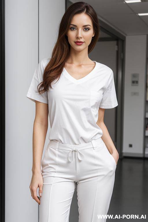 doctor in skinthight white medicine t-shirt and pants - #main