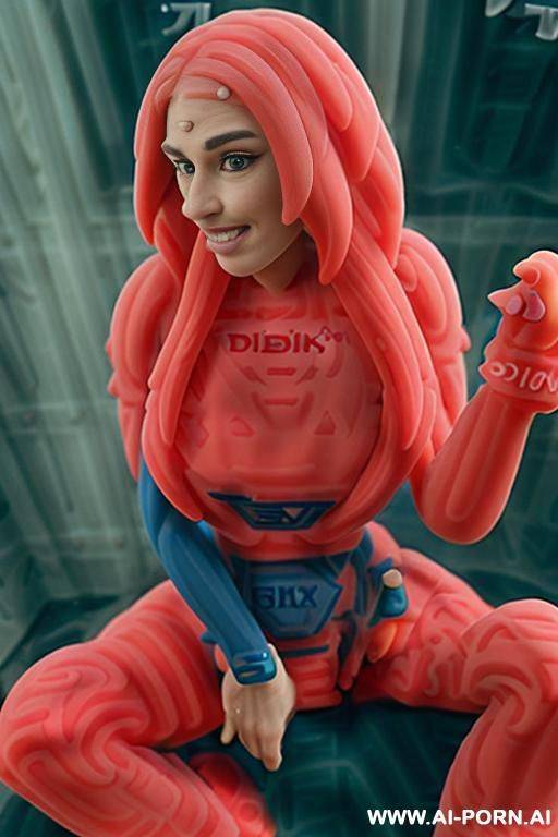 (round bimbo fake breasts:1.3), (fake silicone breasts:2.2), ass, horny green eyes, blonde hair, long length, sitting down legs spread, legs open wide, string top, bimbo, collar, (restraints), long - #main