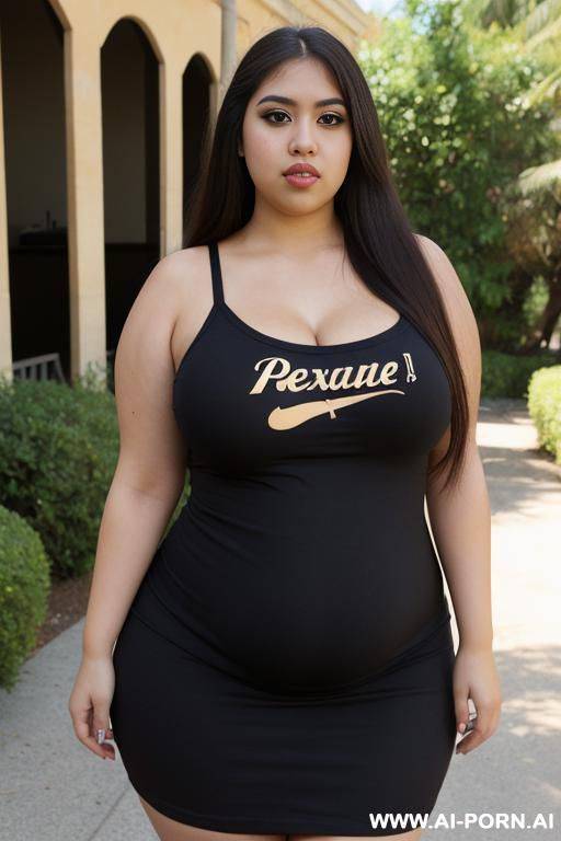 pear shaped, very plump, thicc, very mexican, eyeliner, sundress, band tshirt, party woman, outing, , long hair - #main